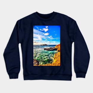 Godrevy Lighthouse, Dramatic Cornwall Sky Crewneck Sweatshirt